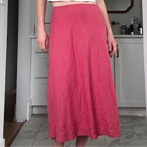 JM Collection Rose %100 Linen midi Skirt